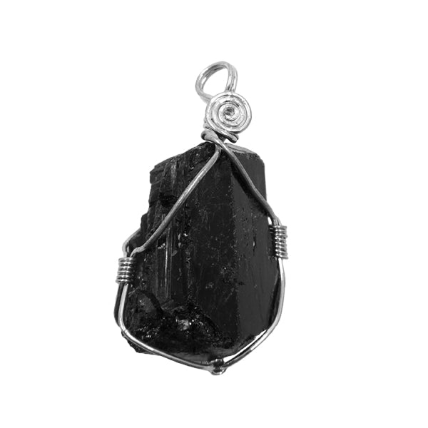 Black Tourmaline Raw Rough Pendant