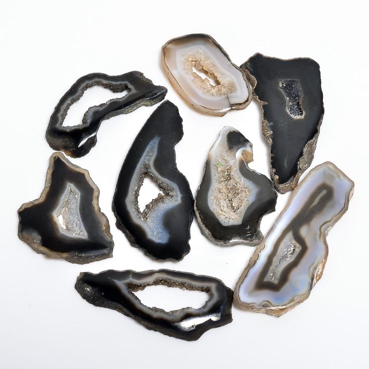 Black Window Druzy Agate Slices