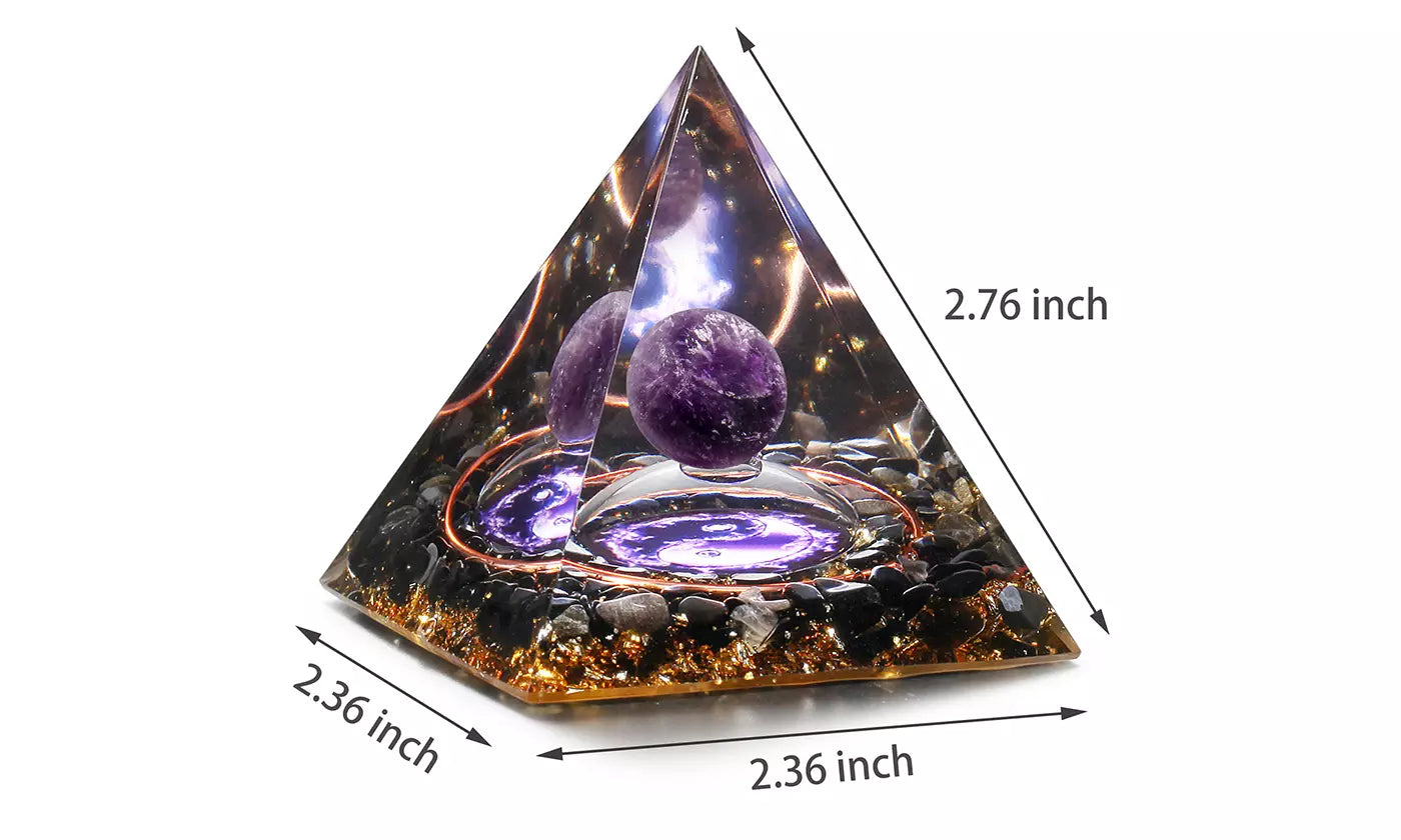 Amethyst Crystal Sphere Orgonite Pyramid