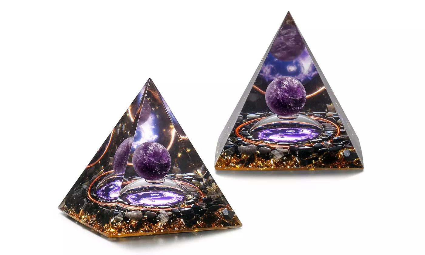 Amethyst Crystal Sphere Orgonite Pyramid