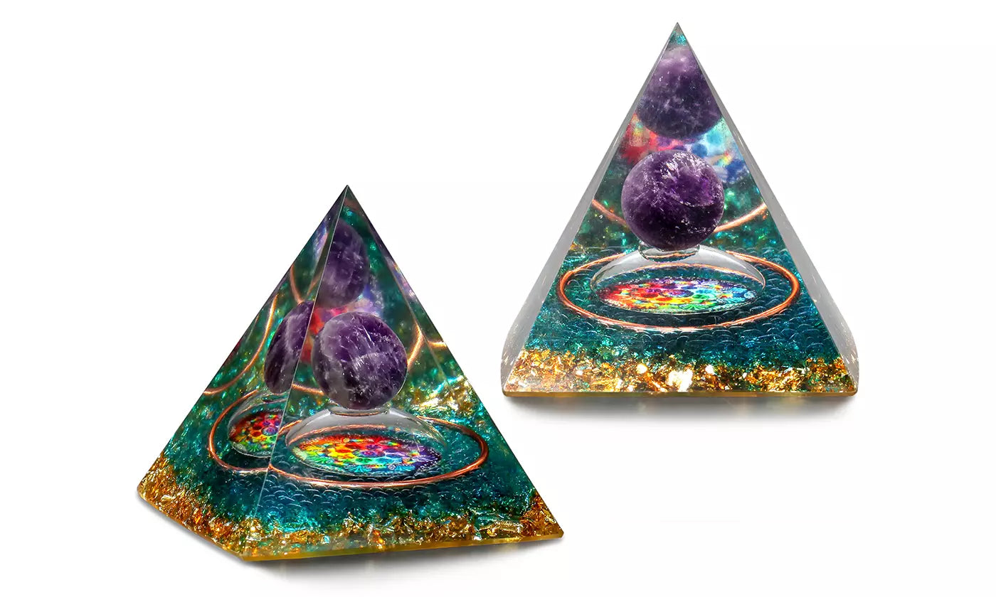 Amethyst Crystal Sphere Orgonite Pyramid