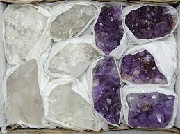 Amethyst & Clear Quartz Clusters Flat