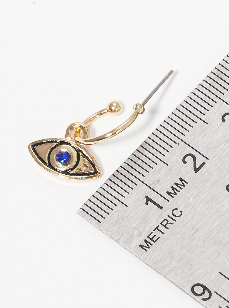 Evil Eye Charm dangle Hoop Earrings