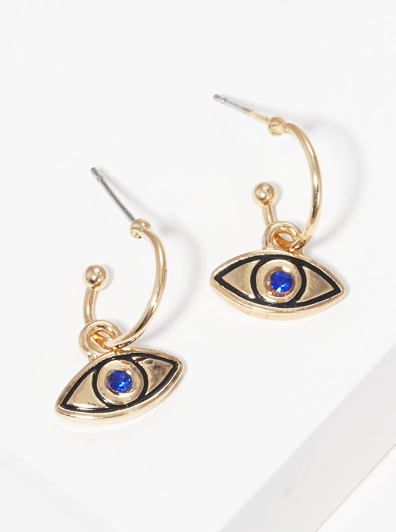 Evil Eye Charm dangle Hoop Earrings