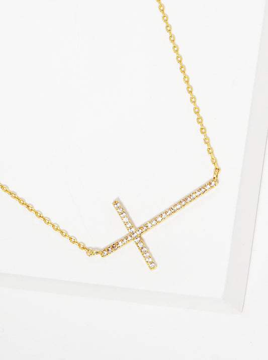 Gold Dipped Cz Cross Delicate Necklace