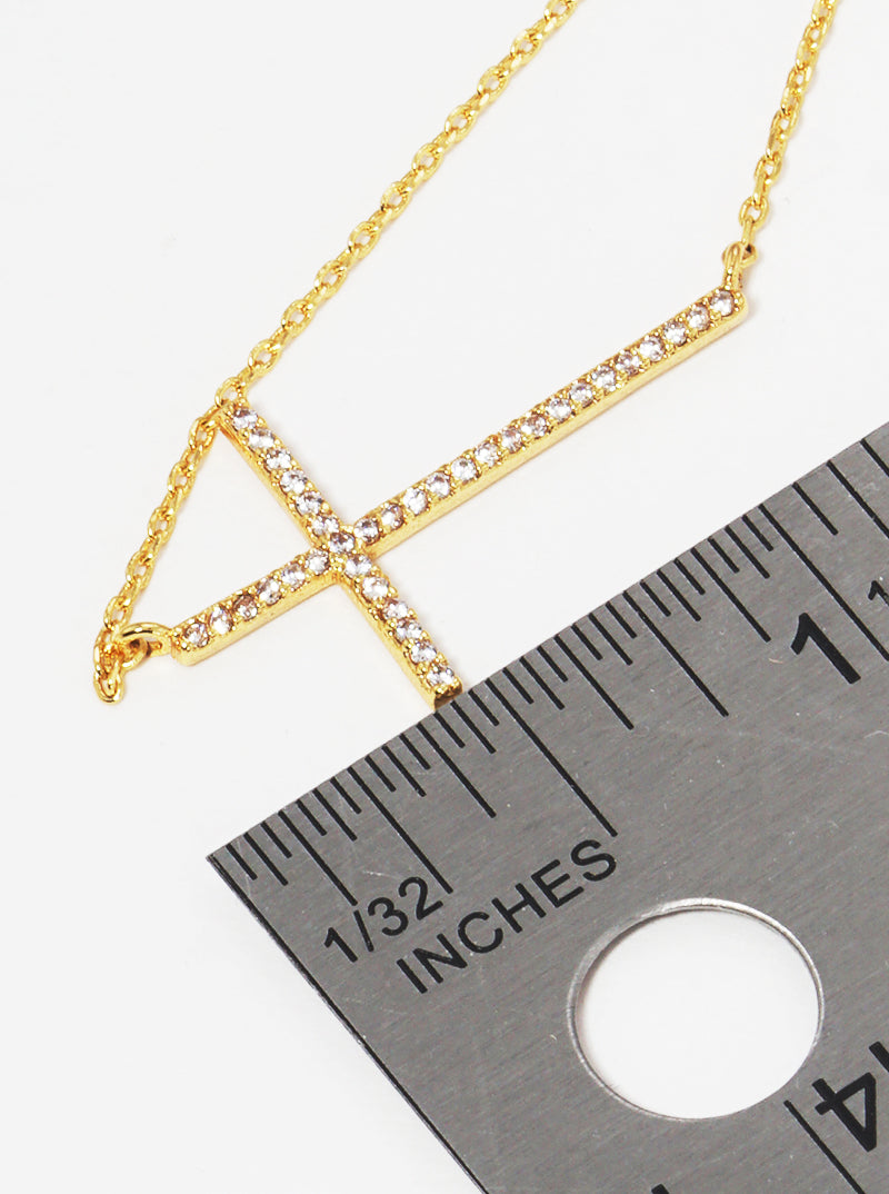 Gold Dipped Cz Cross Delicate Necklace