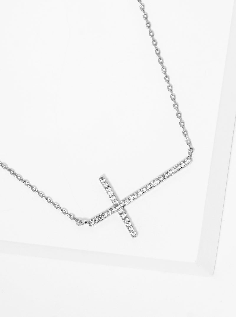 Gold Dipped Cz Cross Delicate Necklace